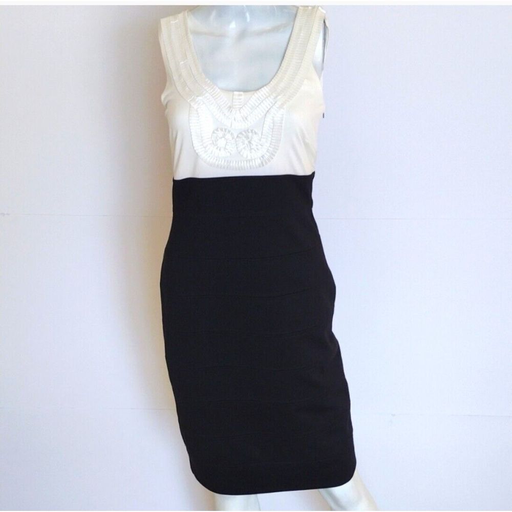 90s Rampage Woman Black White Bodycon Midi Dress Medium